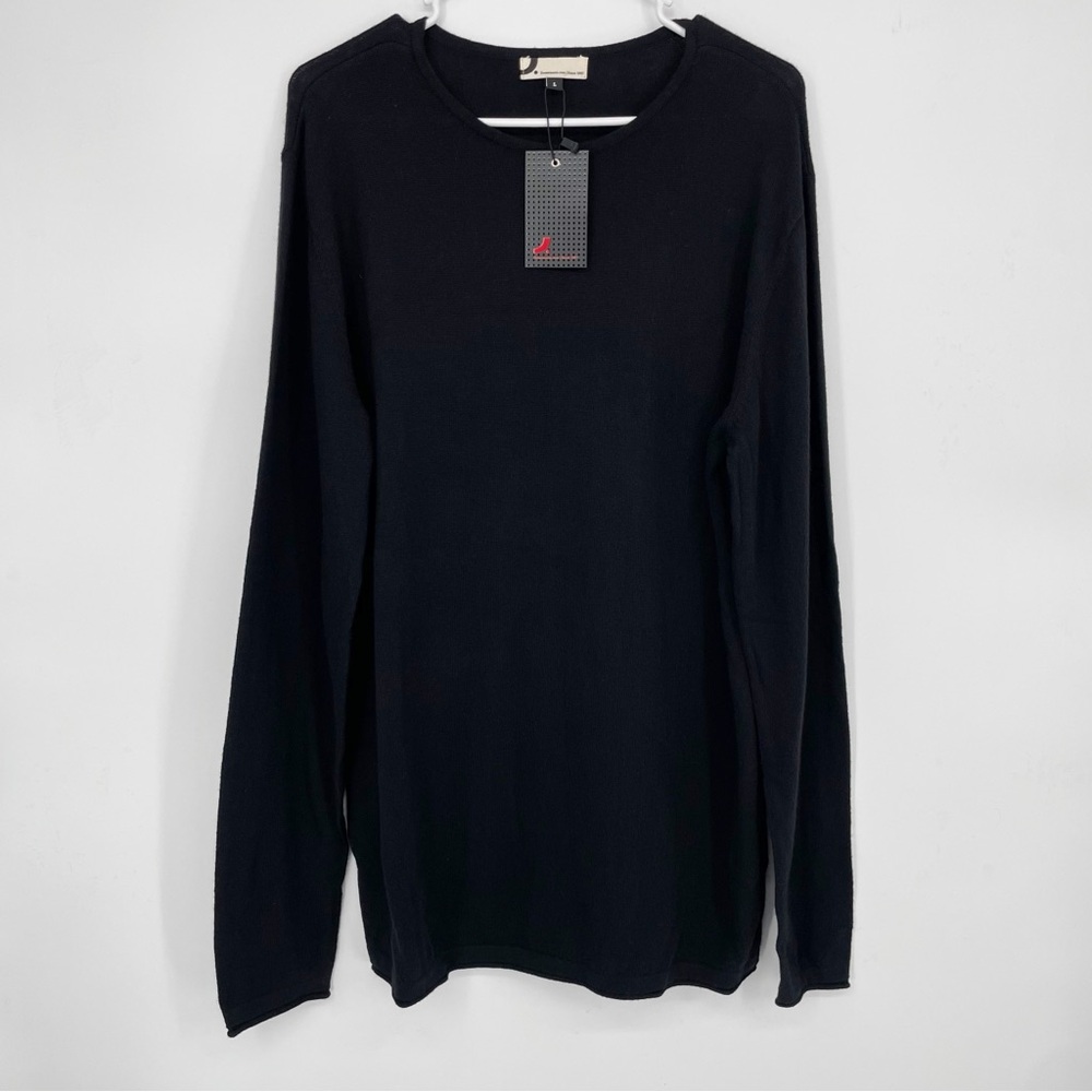 Dressmann Cotton Wool Blend Round Neck Sweater Black Knit Everyday